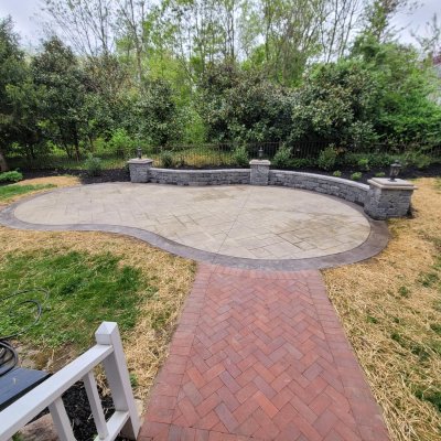 walnut stamped concrete pool